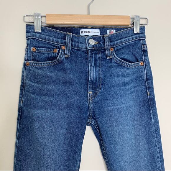 RE/DONE Mid-Rise Kick Flare Stretch Crop Jeans (Sz 23) Mid 70s Wash - Picture 5 of 13